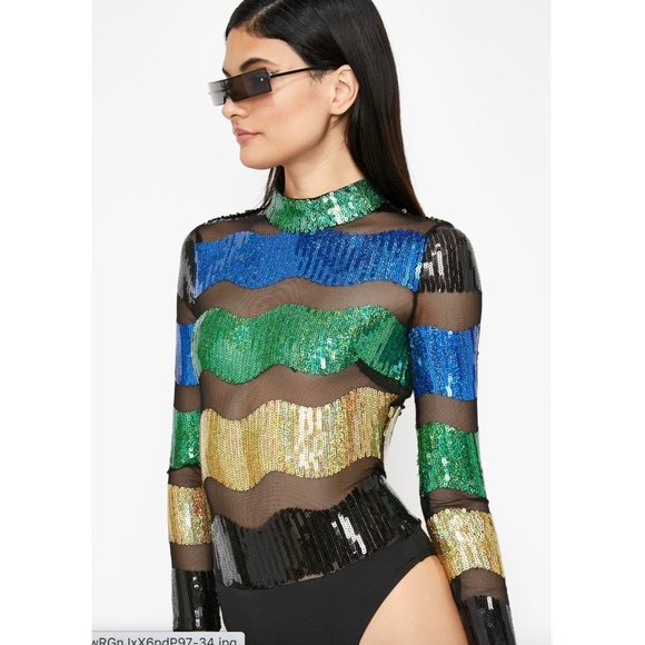 Dolls Kill Style Banjul Festival Rave Sequin Bodys - Picture 7 of 8